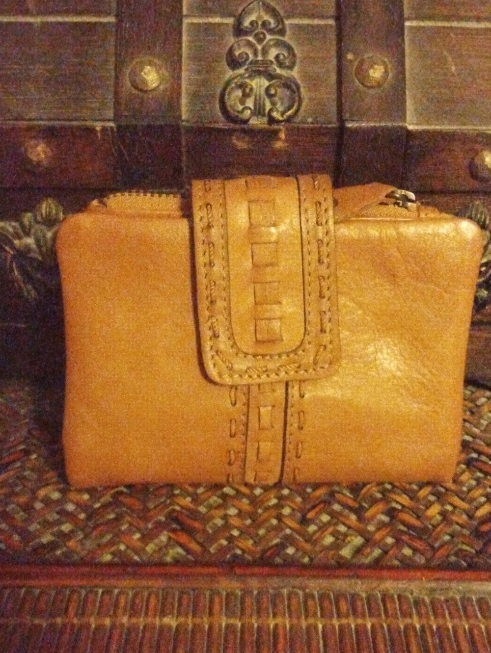 Classic Tan Leather Women's Clutch Wallet